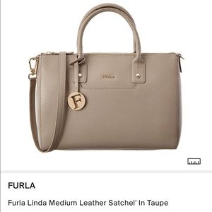 Furla Linda Saffiano Taupe Satchel